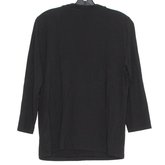 Talbots Womens Top V Neck 3/4 Sleeve Heavier Weight Career Black Size Large KQ - Picture 2 of 5